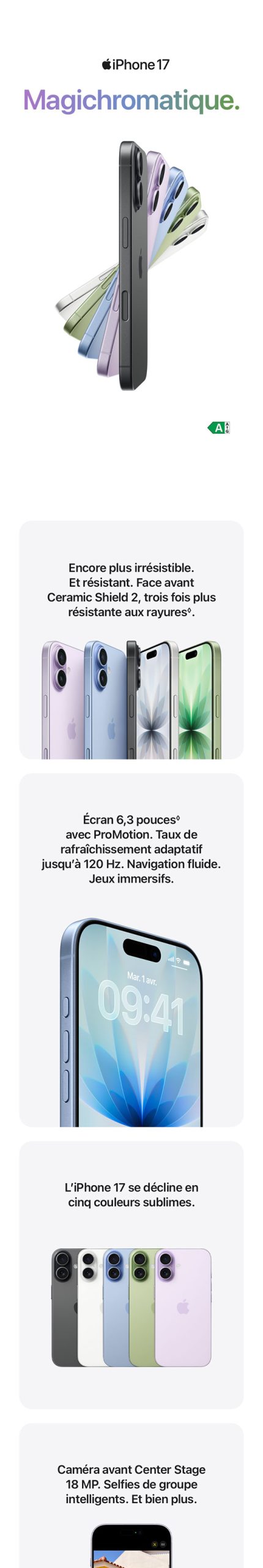 Apple iPhone 17 – Variante 256 Go (Sage)